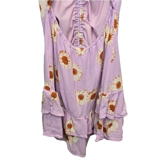 Love Tree Women's Floral Daisy Ruffle Lilac Purple Mini Peplum Dress M - Picture 10 of 16
